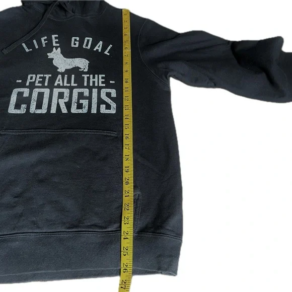 Corgi Life Goal Pet dog Pullover Hoodie Small black white sweatshirt - Picture 7 of 8